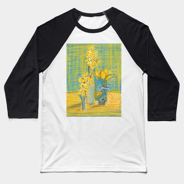 African bird and narcissi Baseball T-Shirt by Visuddhi